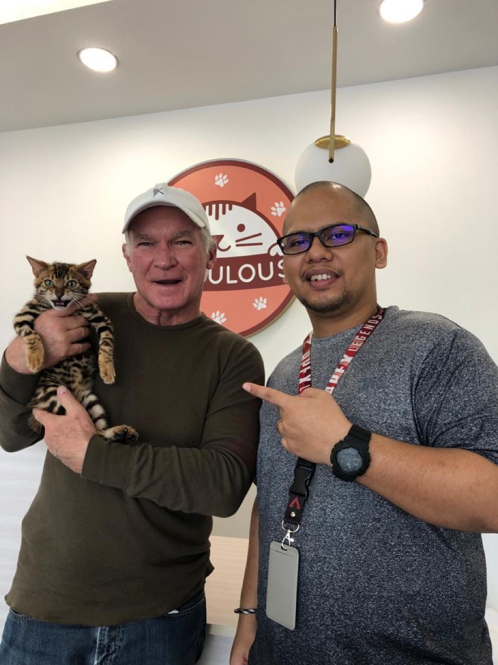Guest with their cat at Maobulous Cat Boutique Hotel & Spa