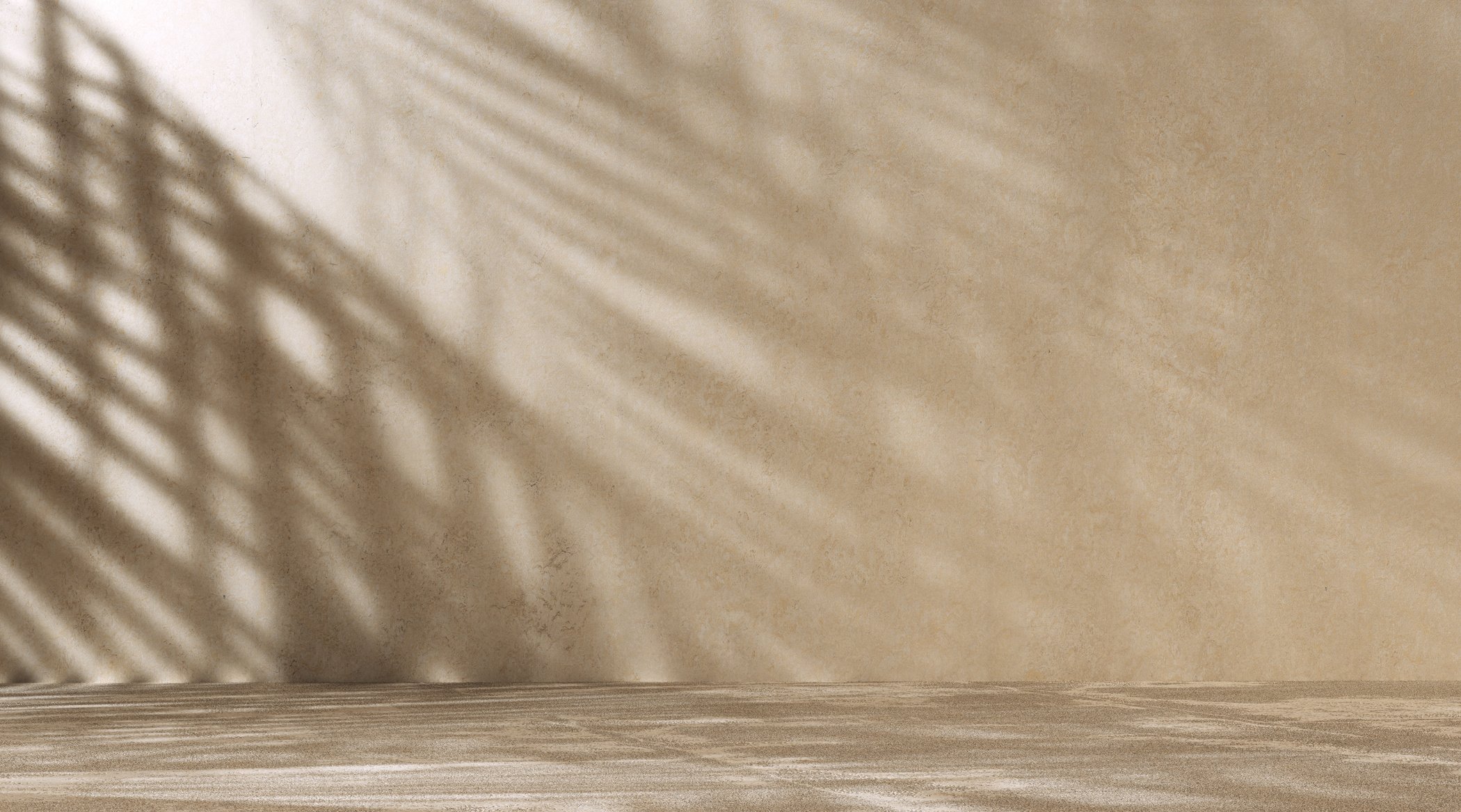 Empty room wall with texture tropical leaves shadow, minimal